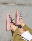 Mocassino con frange in camoscio rosa - Velvet