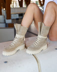 Anfibio con taschino in camoscio beige - Maya