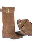 Stivale a punta con fibbia rimovibile in camoscio marrone - Bucy