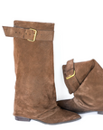 Botte à bout pointu avec boucle amovible en daim marron - Bucy