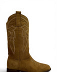 Texano con ricami in camoscio cuoio - Rose