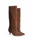 Stivale con tacchetto in camoscio marrone - L.A