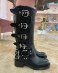 Anfibio con fibbie laterali in pelle nero -  Kendall SPS