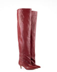 Stivale alto al ginocchio con tacco in pelle bordeaux - Mersia Evolution SS25