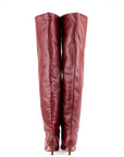 Stivale alto al ginocchio con tacco in pelle bordeaux - Mersia Evolution SS25