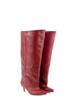 MRS - Stivale alto con gambale ampio in pelle bordeaux New