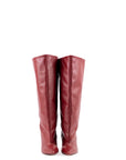 MRS - Stivale alto con gambale ampio in pelle bordeaux New