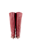 MRS - Stivale alto con gambale ampio in pelle bordeaux New