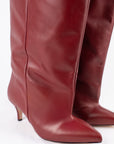 MRS - Stivale alto con gambale ampio in pelle bordeaux New