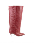 MRS - Stivale alto con gambale ampio in pelle bordeaux New