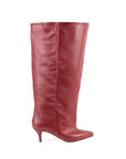 MRS - Stivale alto con gambale ampio in pelle bordeaux New