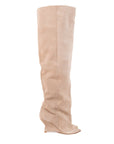 Botte ouverte en daim taupe hauteur genou - EVOLUTION WEDGE New