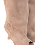 Stivale spuntato con gambale ampio in camoscio taupe - MRS WEDGE New