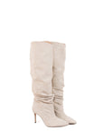 Stivale alto con tacco in camoscio beige - Ines New