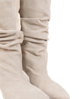 Stivale alto con tacco in camoscio beige - Ines New