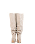 Stivale alto con tacco in camoscio beige - Ines New