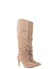 Stivale alto con tacco in camoscio taupe - Ines New