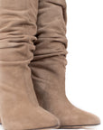 Stivale alto con tacco in camoscio taupe - Ines New