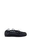Ballerina con punta quadrata in pelle nera - Audrey New