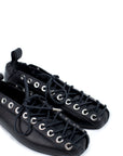 Ballerina con punta quadrata in pelle nera - Audrey New