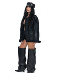Stivale alto al ginocchio con zeppa in pelle nero - Ophelia draped