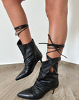 Bottine en cuir noire à lacets - Angelique