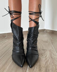 Bottine en cuir noire à lacets - Angelique