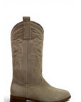 Texano con ricami in camoscio taupe - Rose