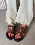 Ciabatta con strappo in pelle e camoscio - Kathleen