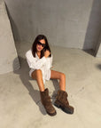 Anfibio alto in camoscio marrone - Clarissa PRE ORDER