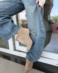 Stivaletto a punta con tacco in camoscio - MRS FEDERICA LOW