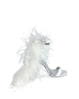 Sandalo con piume in camoscio bianco - Plume SS25