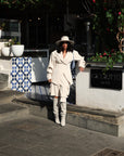 Stivale alto con tacco in camoscio beige - Ines New
