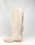 Stivale con spacchetto laterale e frange in camoscio beige - Sophie 2.0 New