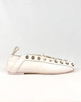 Ballerina con punta quadrata in pelle bianco - Audrey New