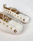 Ballerina con punta quadrata in pelle bianco - Audrey New