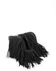 Sabot con punta aperta quadrata e frange in camoscio nero - Diana New