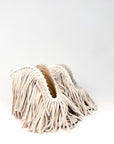 Sabot con punta aperta quadrata e frange in camoscio beige - Diana New