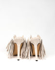 Sabot con punta aperta quadrata e frange in camoscio beige - Diana New