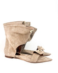 Sandalo basso a punta con dettagli oro in camoscio taupe - Egypt 2.0 New