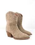 Texano basso con ricami in camoscio taupe - Irene Mersia 2.0 New