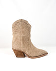 Texano basso con ricami in camoscio taupe - Irene Mersia 2.0 New