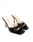 Sandalo con tacco e punta quadrata in pelle - Saint-Tropez