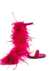 Sandalo con piume in camoscio fucsia - Plume SS25