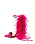 Sandalo con piume in camoscio fucsia - Plume SS25