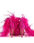 Sandalo con piume in camoscio fucsia - Plume SS25
