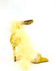 Sandalo con piume in camoscio giallo - Plume SS25