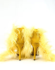 Sandalo con piume in camoscio giallo - Plume