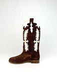 Stivale con ricami e disegni in camoscio marrone - Megan SS25