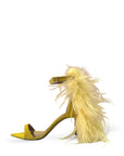 Sandalo a punta con piume in camoscio giallo - Plume lower SS25
